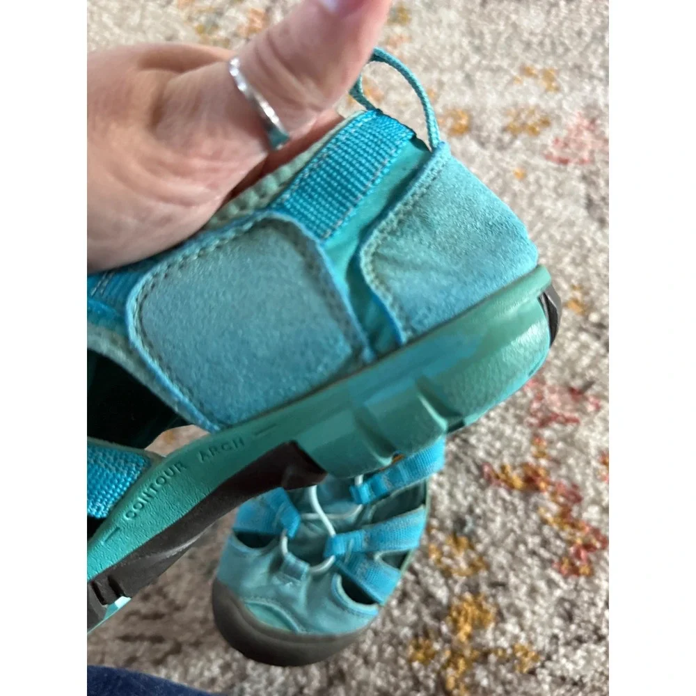 Keen CNX Kids Waterproof Sport Sandals Turquoise Blue 5 Big Kids Bungee‎ Lace